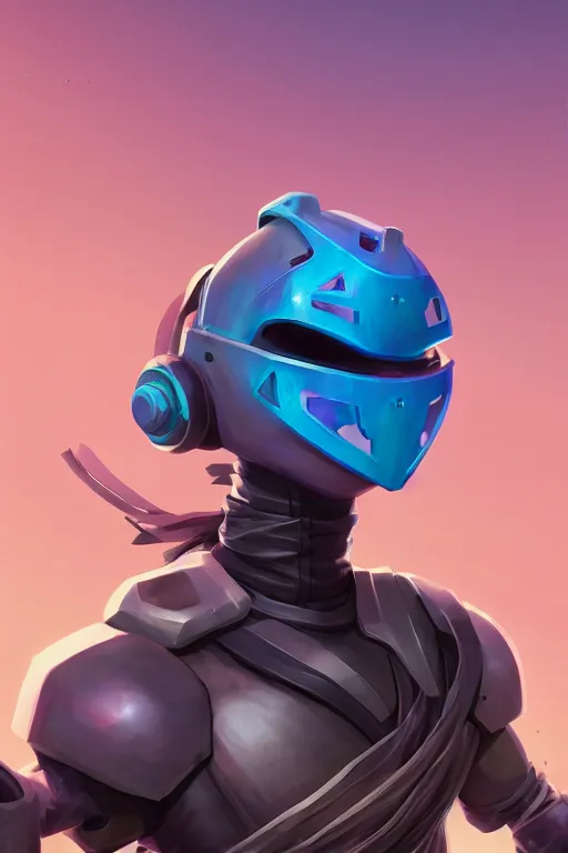 Image similar to epic mask helmet robot ninja portrait stylized as fornite style game design fanart by concept artist gervasio canda, behance hd by jesper ejsing, by rhads, makoto shinkai and lois van baarle, ilya kuvshinov, rossdraws global illumination radiating a glowing aura global illumination ray tracing hdr render in unreal engine 5