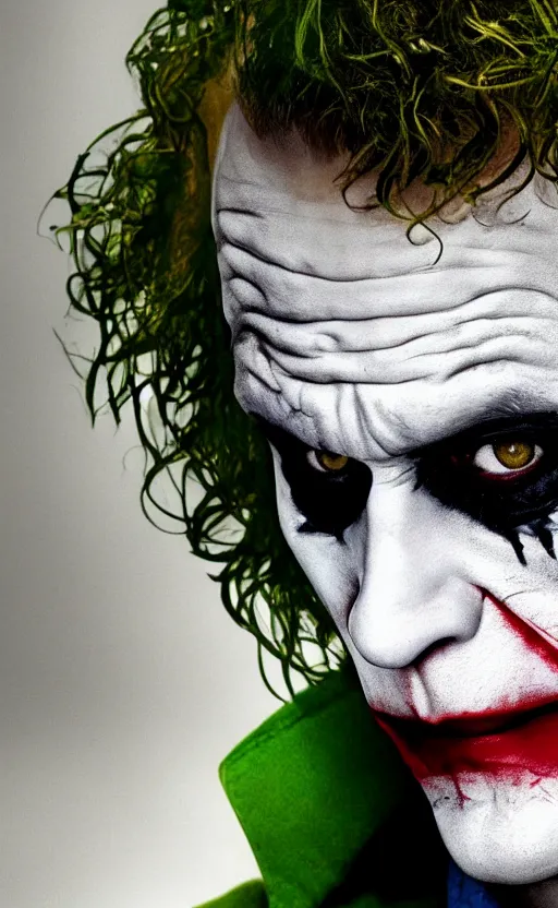 Image similar to WHY SO SERIOUS? Heath Ledger as the Joker, movie still, sharp, highly detailed, hollywood movie