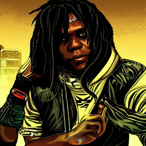 Image similar to chief keef in cyberpunk style digital art very detailed 4 k detailed super realistic