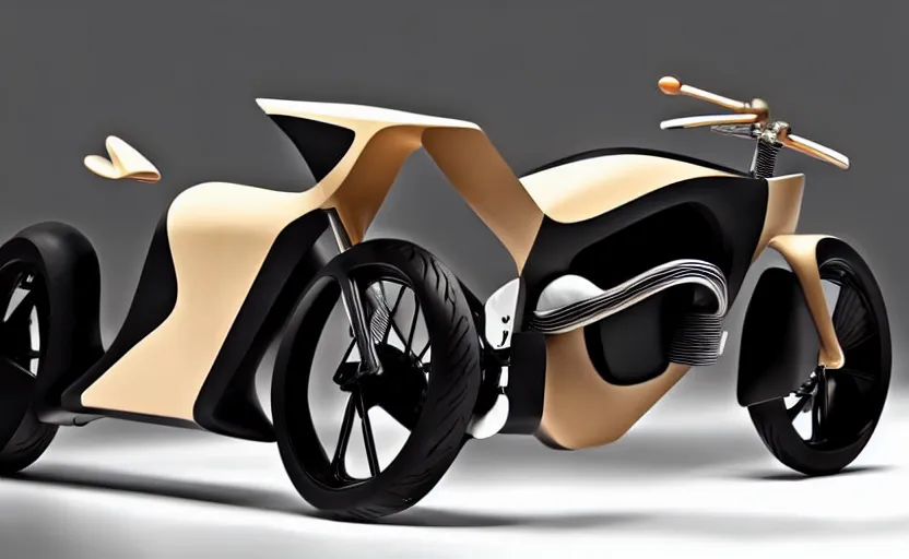 Image similar to a stylish motorcycler ; designed by marc newsom, zaha hadid, blonde, joseph and joseph, natural materials ; industrial design ; behance ; le manoosh ; pinterest ; if design award ; reddot design award