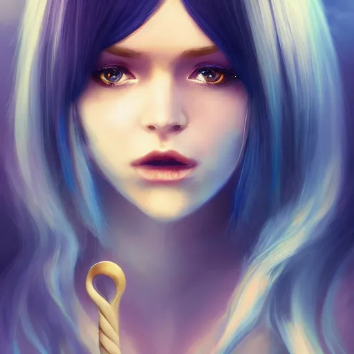 Image similar to rimuru tempest elegantly playing chess, with amber eyes of golden colored eyes, straight hair, sky blue hair, long bangs, high collar, concept art, award winning photography, digital painting, cinematic, wlop, 8 k, by ross tran, tom bagshaw, andy warhol