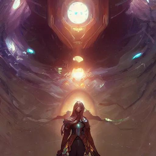 Image similar to cyborg druid entanglement milky way, epic lighting, sketch illustration, concept art, ultra detailed, art by artgerm and greg rutkowski and alphonse mucha