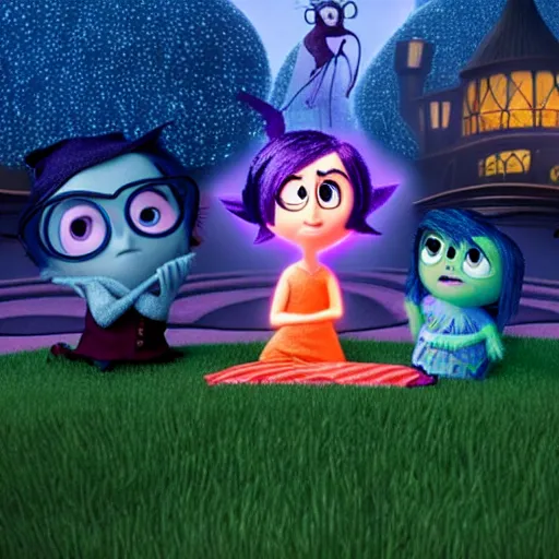 Image similar to a film still of a little witch in inside out ( 2 0 1 4 )