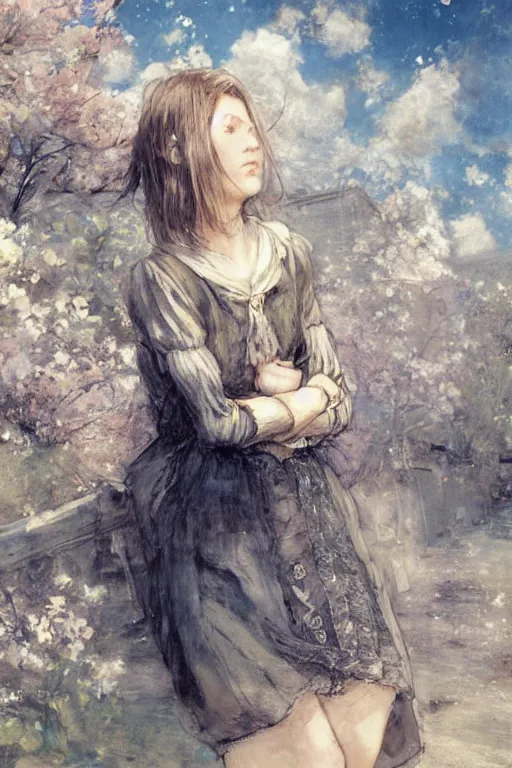 Prompt: dreaming girl by akihiko yoshida and john constable