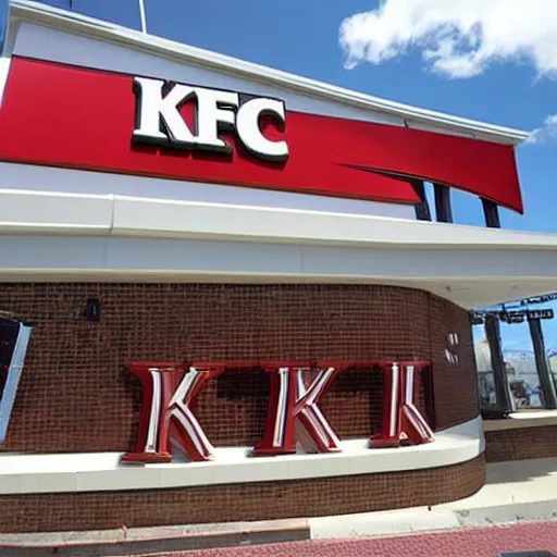 Prompt: exterior of a KFC cathedral