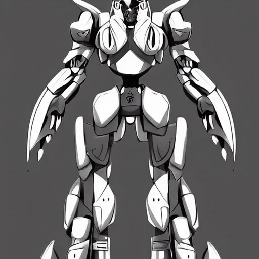 Image similar to very buff anime mecha concept art, greyscale in vector art, very symmetrical, alien and bizarre, science fiction, artstation, pinterest, adobe photoshop