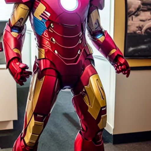 Prompt: iron man in captain america costume