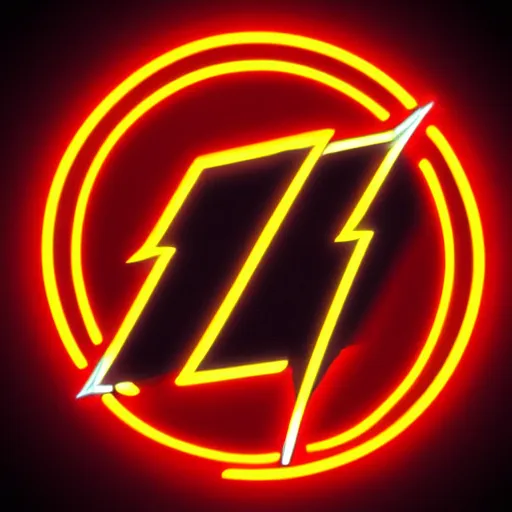 Prompt: the flash logo in glowing red and yellow neon