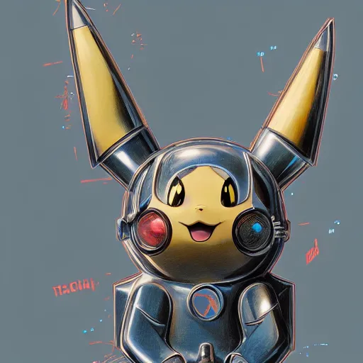 Prompt: Pikachu as a cyborg, art deco design, by Mandy Jurgens and Warhol, Ernst Haeckel, James Jean, artstation, concept art