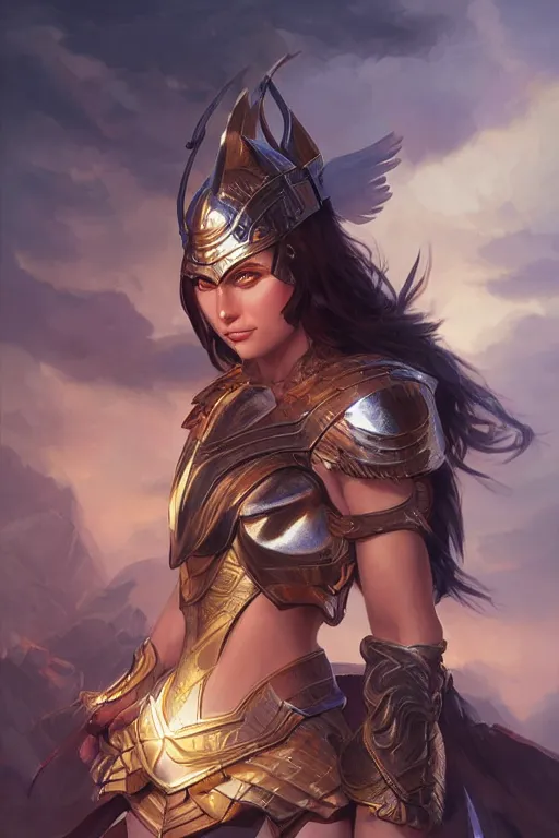 Image similar to amazon valkyrie athena, d & d, fantasy, portrait, highly detailed, headshot, digital painting, trending on artstation, concept art, sharp focus, illustration, art by artgerm and greg rutkowski and magali villeneuve