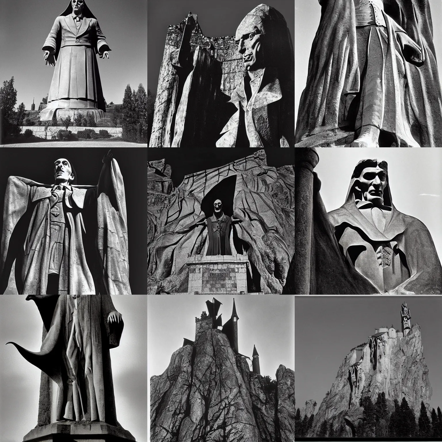 Prompt: the largest statue of Dracula, photograph by Ansel Adams