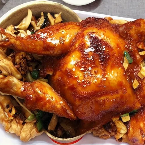 Image similar to photo of a very large giant dong tao chicken