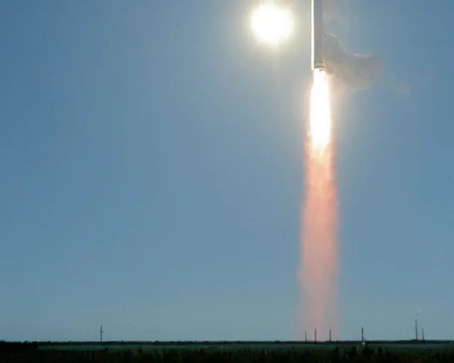 Prompt: still of a SpaceX rocket launch in The Day After Tomorrow (2004)