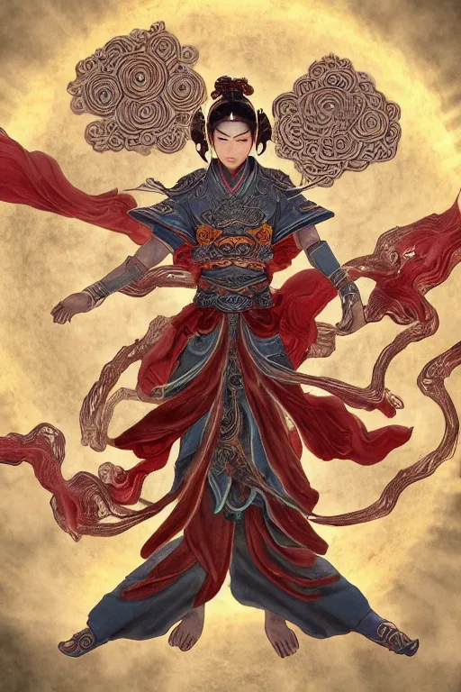 Image similar to nezha flies around swiftly on his wind flame circles, chinese mythology, top view, cinematic, fantasy character portrait, highly detailed, by new gods : nezha reborn, nezha : birth of the demon child,