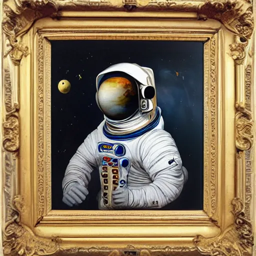 Image similar to rococo baroque portrait astronaut