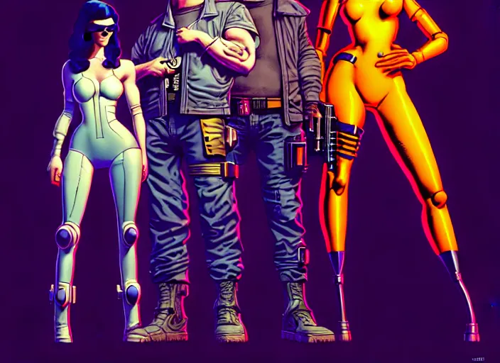 Image similar to cyberpunk heist crew. portrait by stonehouse and mœbius and will eisner and gil elvgren and pixar. character design. realistic proportions. cyberpunk 2 0 7 7 character art, blade runner 2 0 4 9 concept art. cel shading. attractive face. thick lines. the team. diverse characters. artstationhq.