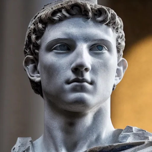 Image similar to tom holland as a greek marble statue, beautiful, national heritage, in the british museum, 4 k official photograph