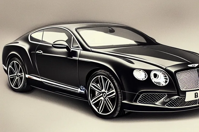 Prompt: Bentley Continental GT, drawing with black helium handle