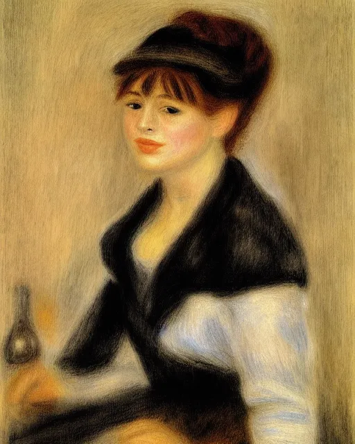 Image similar to portrait of young female, in the style of Pierre-Auguste Renoir