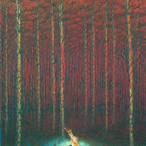 Image similar to a cult ritual in a dark forest, high detailed beksinski painting, by adrian ghenie and gerhard richter. art by takato yamamoto. masterpiece, deep colours.