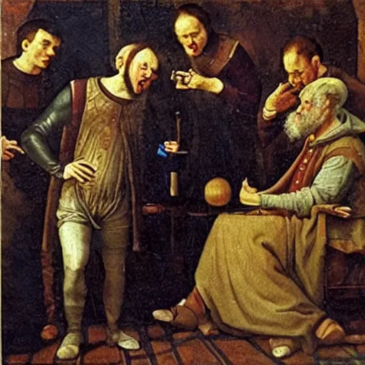 Prompt: mathematician losing his sanity, renaissance oil painting