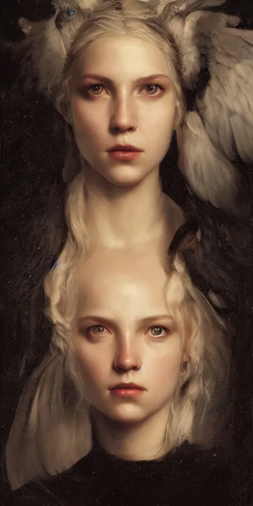 Image similar to the portrait of ( ( ( ( ( hunter schafer ) ) ) ) ) in black wax crown by roberto ferri, fantasy, witcher, very detailed oil painting, masterpiece, 8 k