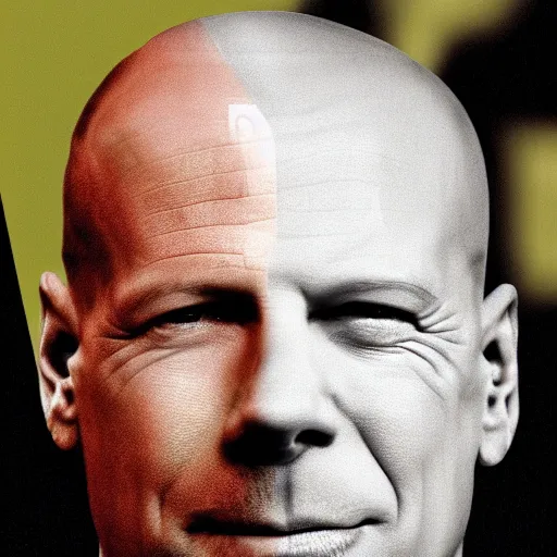 Prompt: Bruce Willis' head on a dog's body