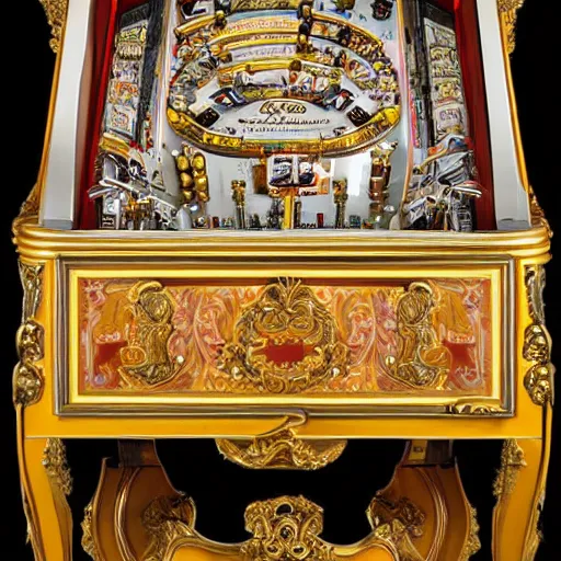 Prompt: rococo-style pinball machine