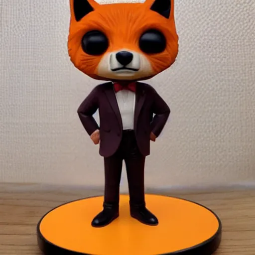 Prompt: a cute male anthropomorphic vulpes vulpes fulva teacher wearing suit funko pop