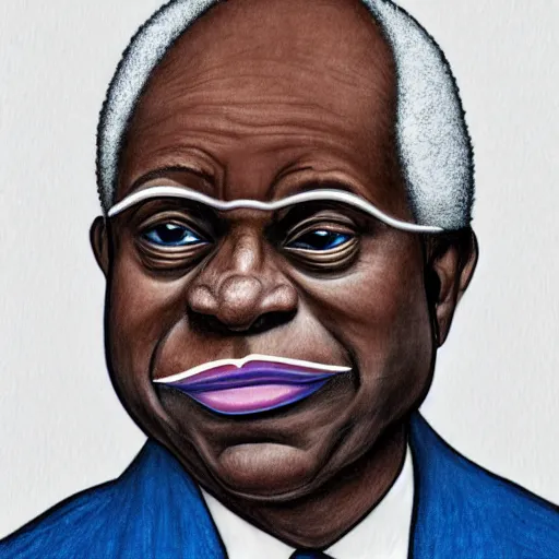 Image similar to justice clarence thomas as a sad crying clown, color pencil portrait