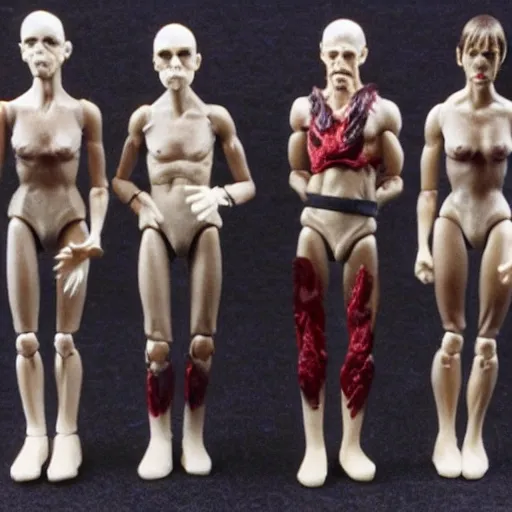 Prompt: throbbing gristle band action figures