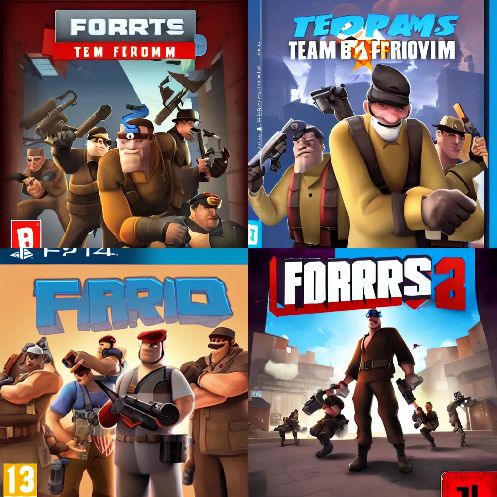 Prompt: team fortress 2 box art