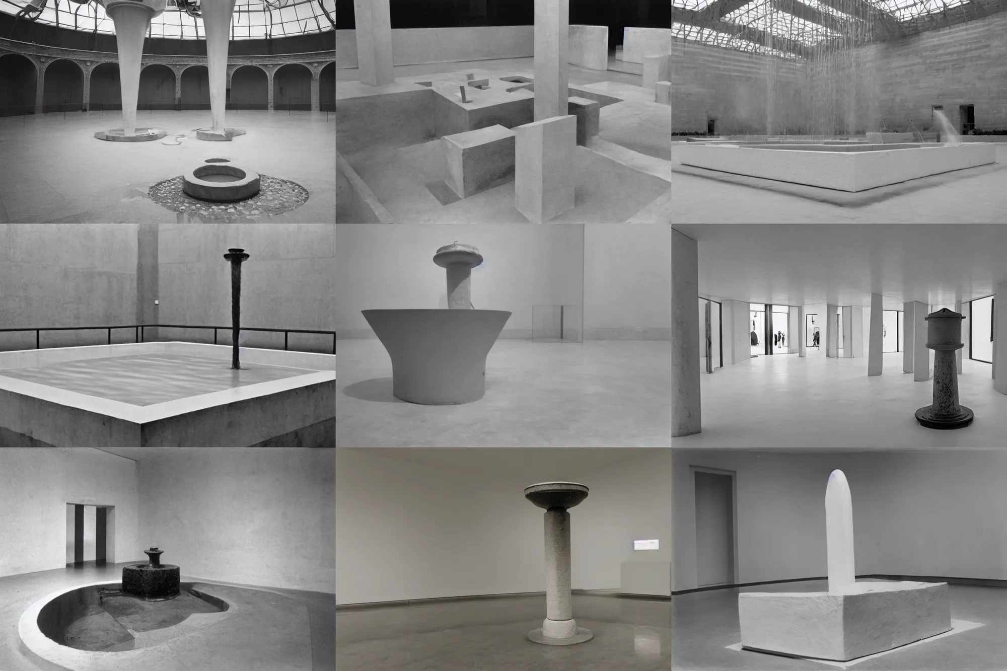 Prompt: Fountain readymade by Marcel Duchamp in an empty white room, courtesy of Centre Pompidou