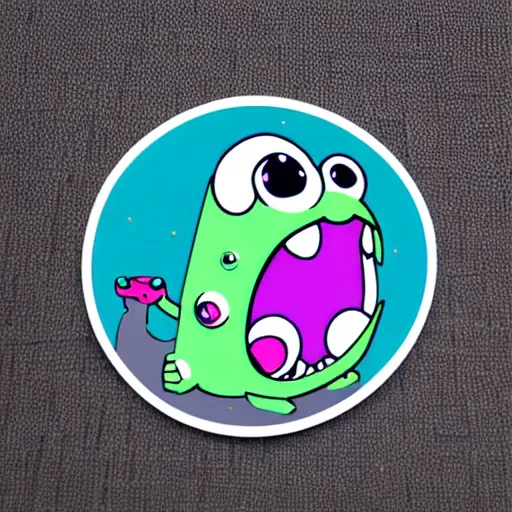 Image similar to cute monster skateboarding, sticker art, cronobreaker, beeple