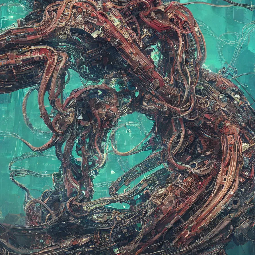 Image similar to portrait of a squid monster. intricate abstract. cyberpunk, vhs glitch. intricate artwork. by Tooth Wu, wlop, beeple, dan mumford. octane render, trending on artstation, greg rutkowski very coherent symmetrical artwork. cinematic, hyper realism, high detail, octane render, 8k