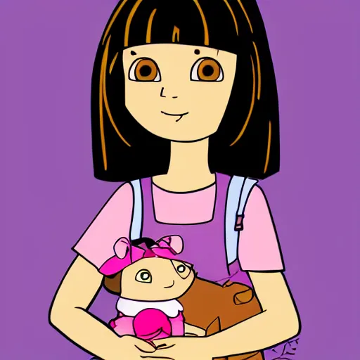 Image similar to portrait of real girl dora the explorer