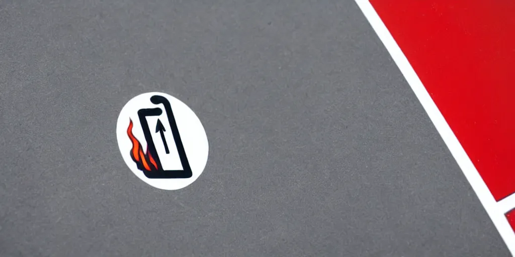 Image similar to pictogram fire warning label, 8k, close-up