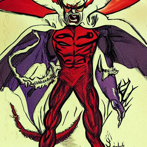 Prompt: satan dressed as superman is devil demon with tail. detailed. photorealistic