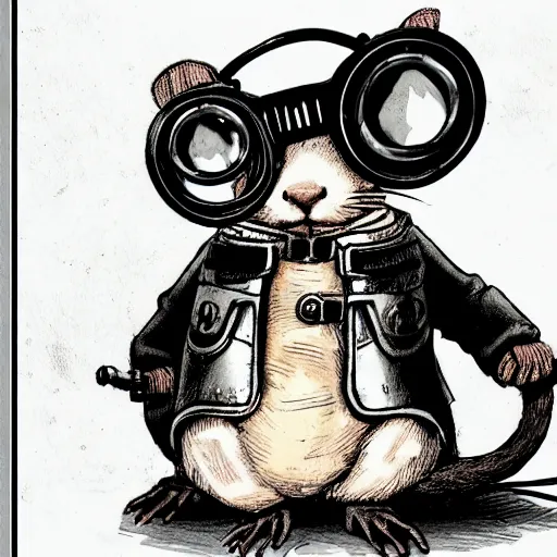 Image similar to a rat with steampunk googles, by Hajime Isayama