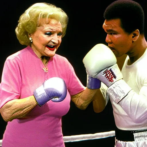 Image similar to betty white boxing muhammad ali