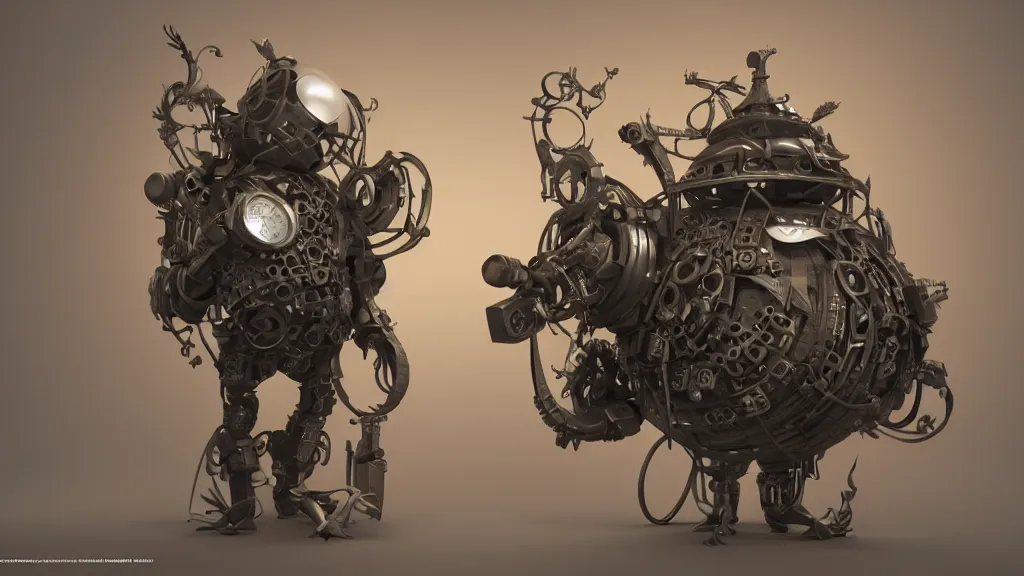 Image similar to clockpunk overworked topology 3 d concept render, cgsociety