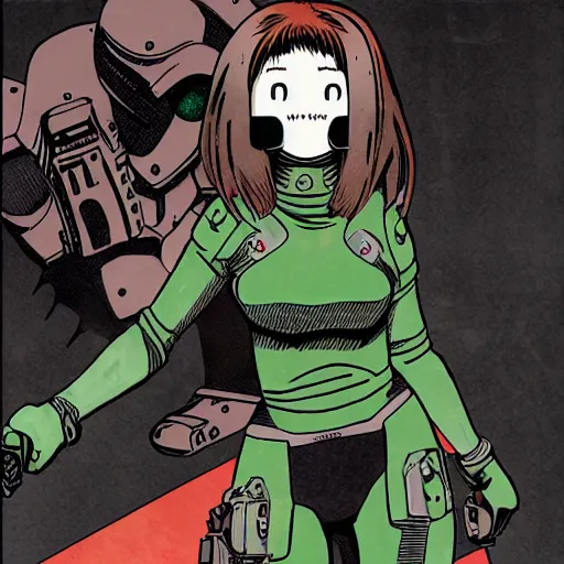 Prompt: doomslayer in the style of inio asano