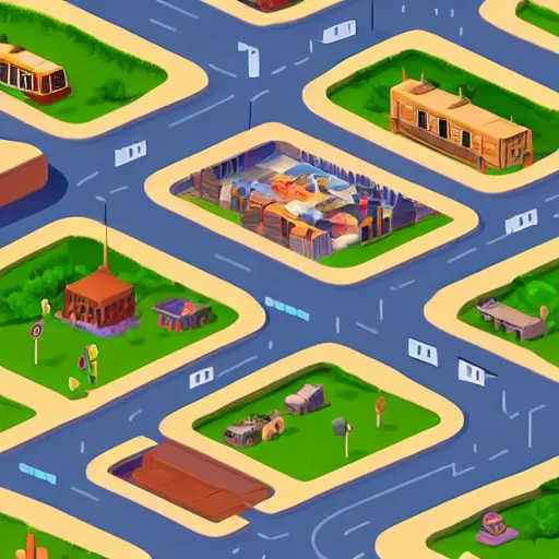 Image similar to pixar animation of an isometric city made for cats