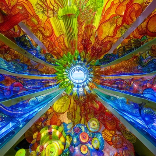 Image similar to a photo of the interior of a lighthouse created by dale chihuly