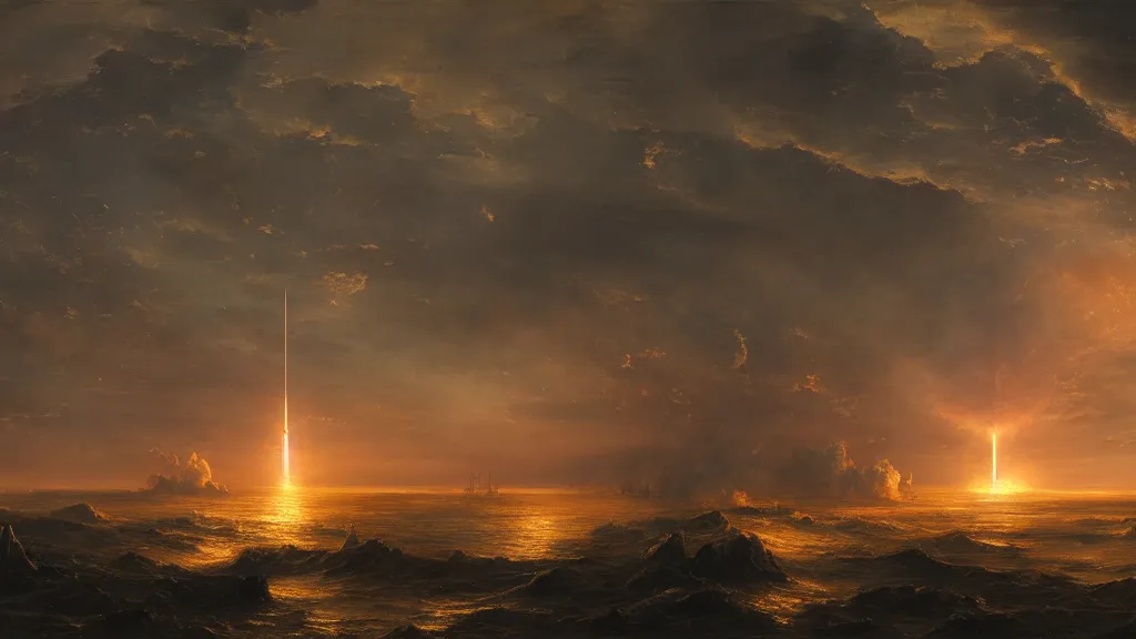 Image similar to orbital launch of von neumann probes. andreas achenbach, artgerm, mikko lagerstedt, zack snyder 3 8 4 0 x 2 1 6 0