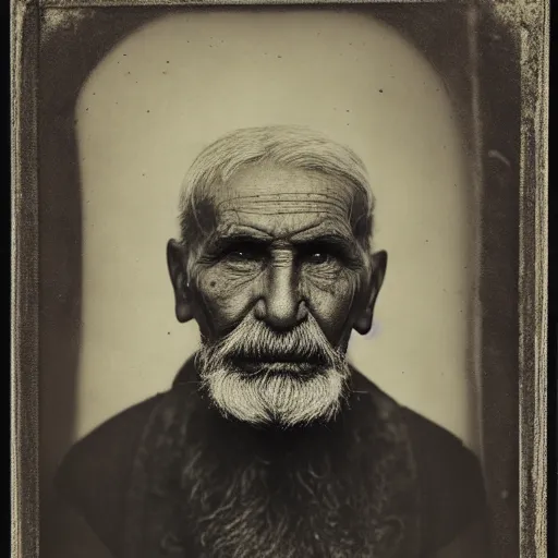 Image similar to facial portrait of a 8 2 year old bukfut, 1 9 1 9, ambrotype, award winning