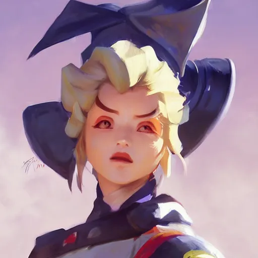 Image similar to greg manchess portrait painting of himiko toga as overwatch character, medium shot, asymmetrical, profile picture, organic painting, sunny day, matte painting, bold shapes, hard edges, street art, trending on artstation, by huang guangjian and gil elvgren and sachin teng