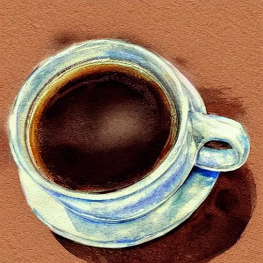 Image similar to a perfect, realistic professional digital sketch of a coffee cup, by pen and watercolor, by a professional Chinese Korean artist on ArtStation, on high-quality paper