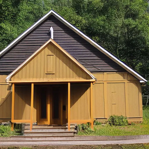 Image similar to 1 9 8 0's exterior wooden church siding