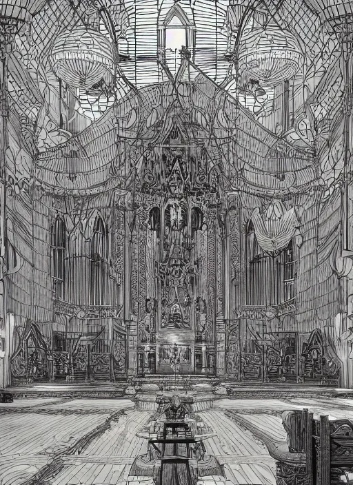 Prompt: the church of anime, an ultrafine detailed 3 d render by james jean, intricate linework, bright colors, final fantasy, behance contest winner, vanitas, angular, altermodern, unreal engine 5 highly rendered, global illumination, radiant light, detailed and intricate environment